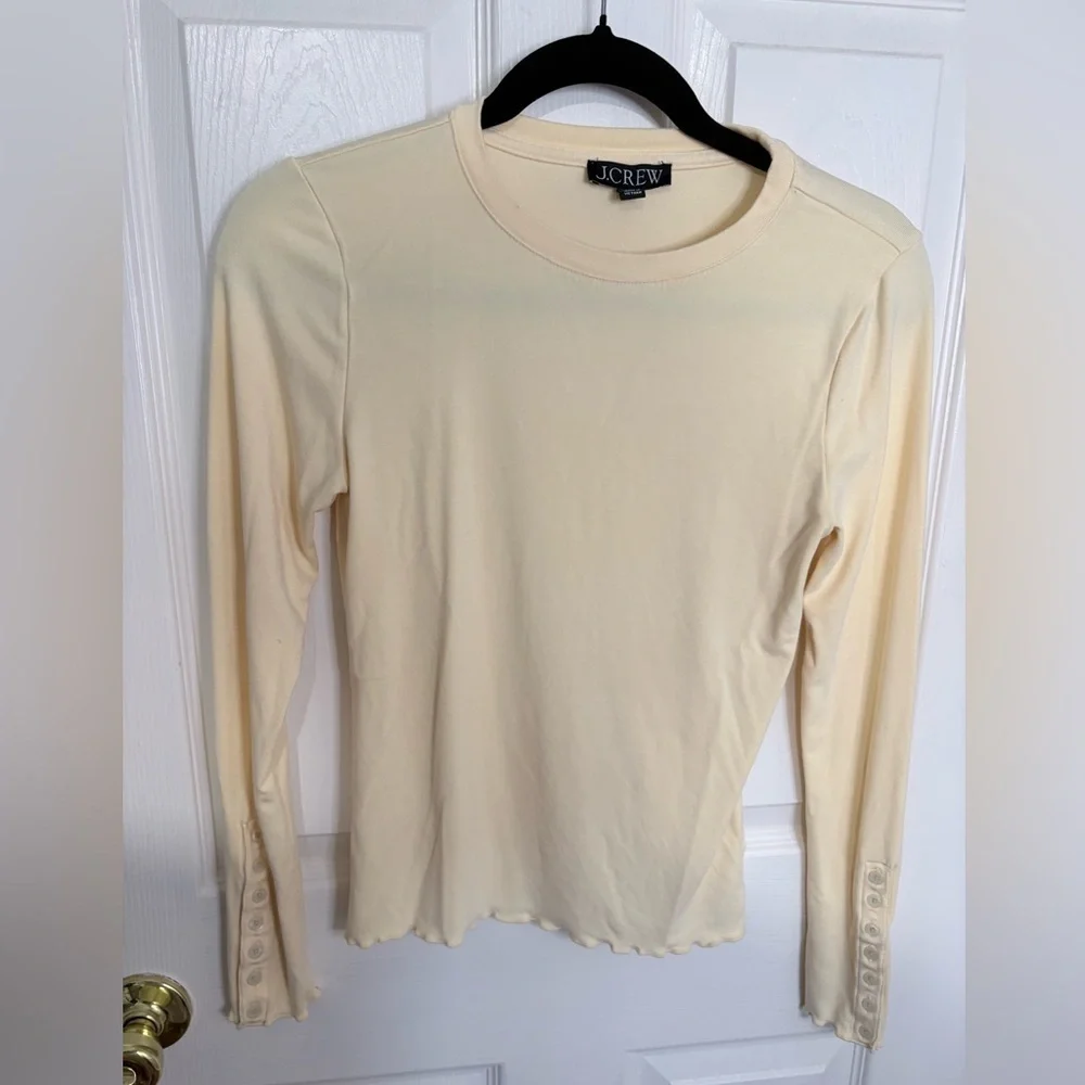 J.Crew Slim Fit Button Cuff Long Sleeve Tee | Soft Yellow | Size Small